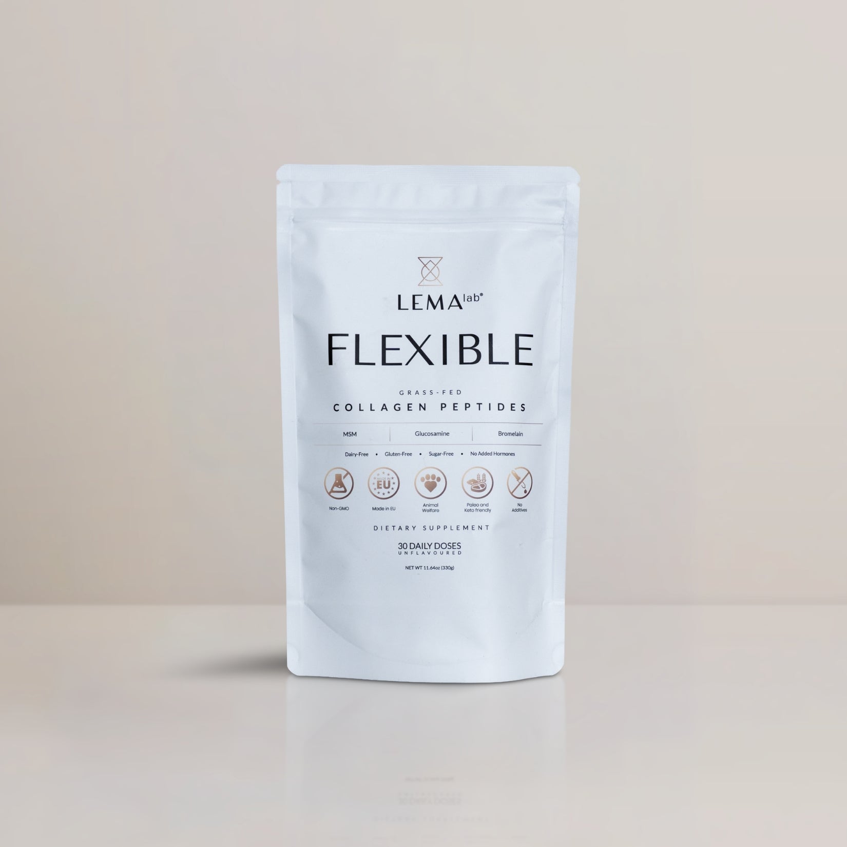 LEMAlab FLEXIBLE Collagen Peptides eco-refill on a light background
