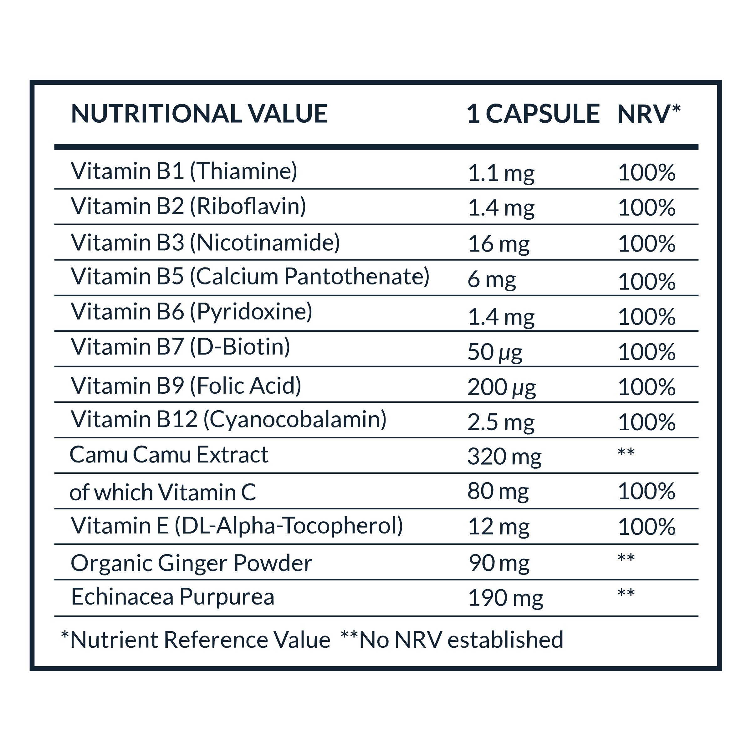 IMMUNE BOOSTER nutritional value