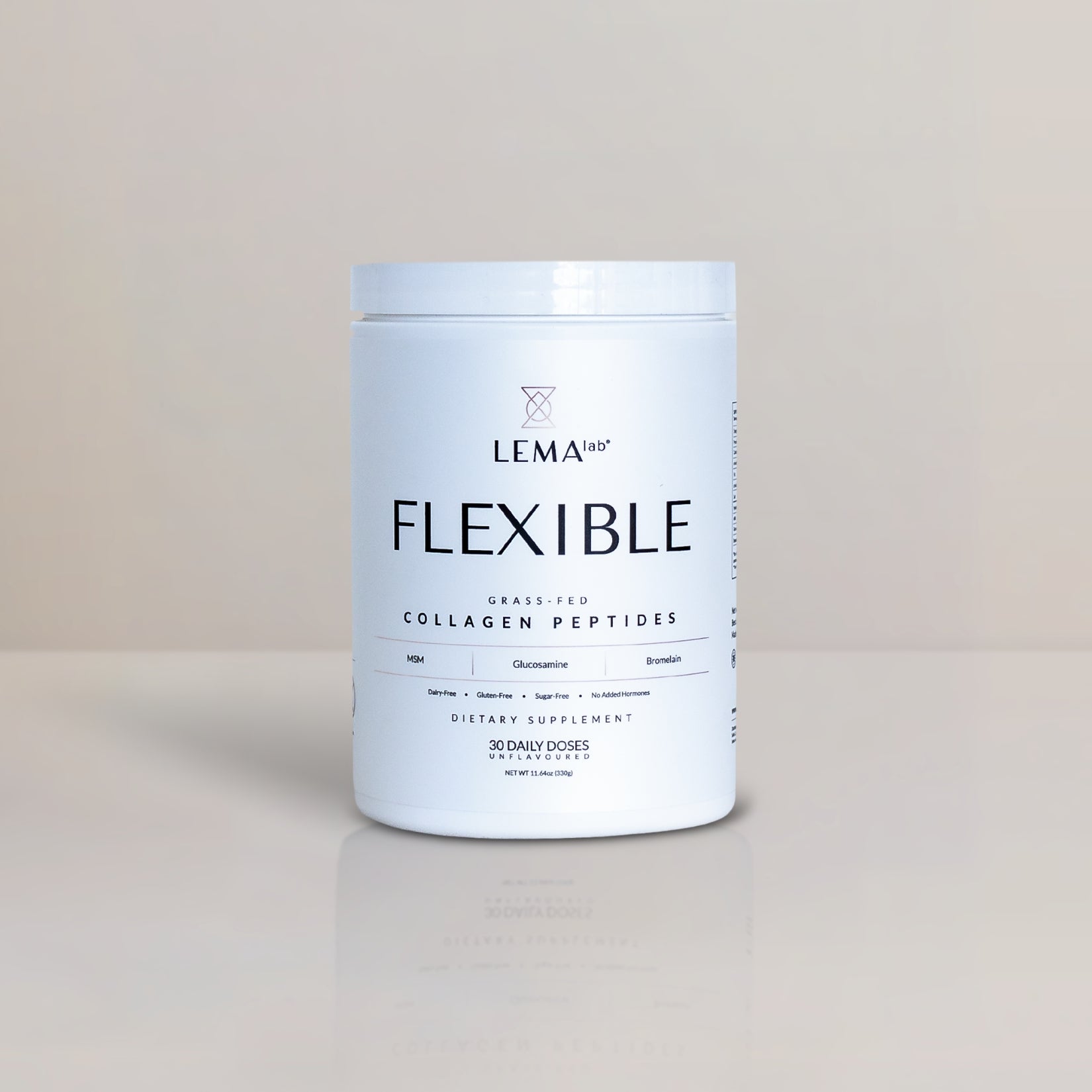 LEMAlab FLEXIBLE Collagen supplement on a neutral background