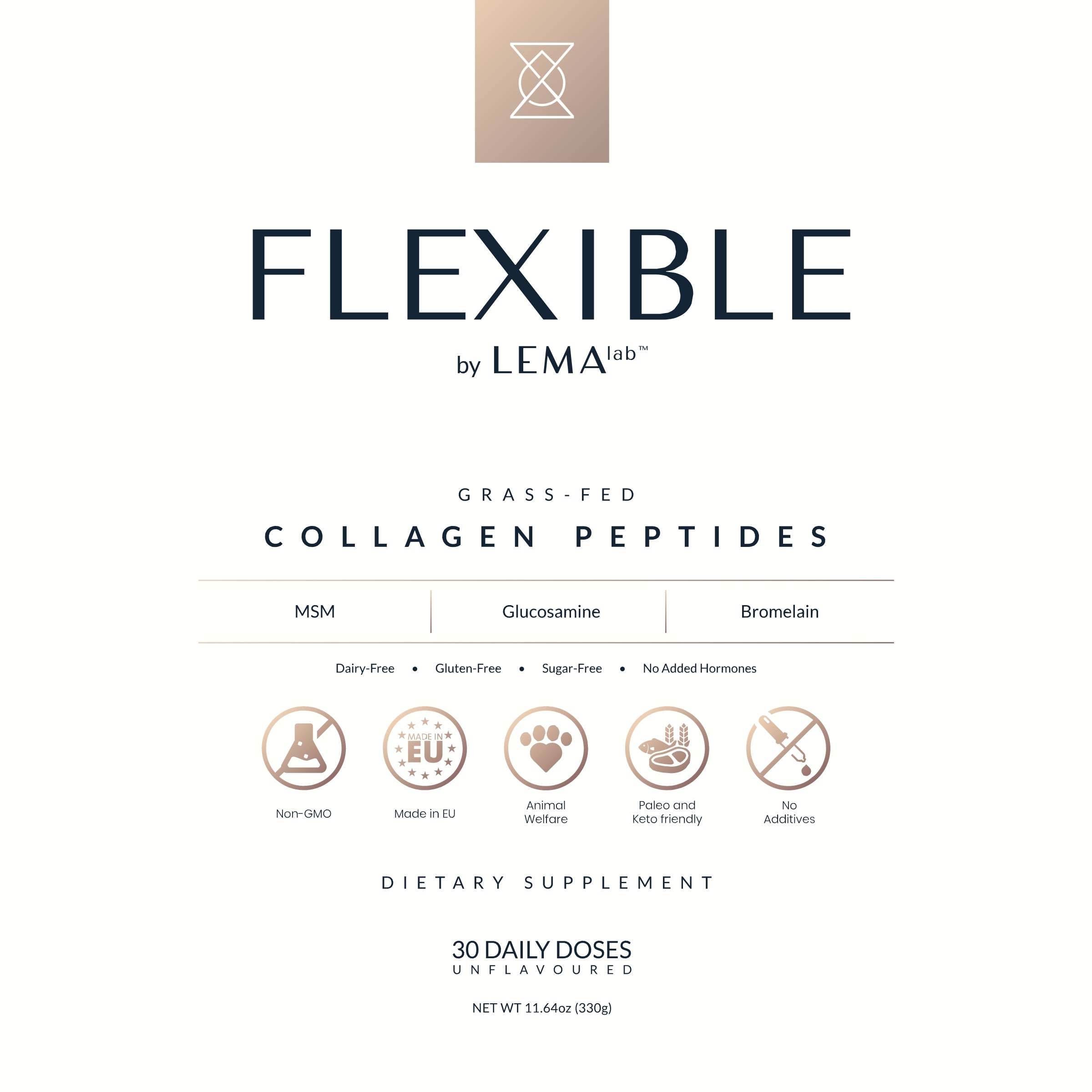 FLEXIBLE collagen supplement label